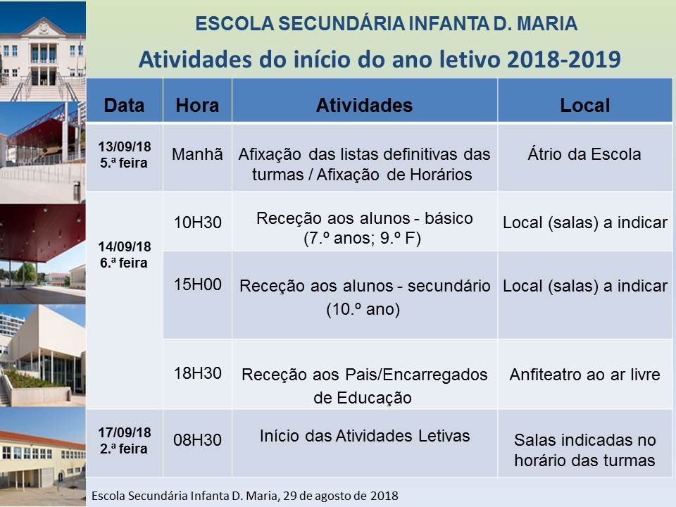 Atividades do inicio ano letivo 18 19
