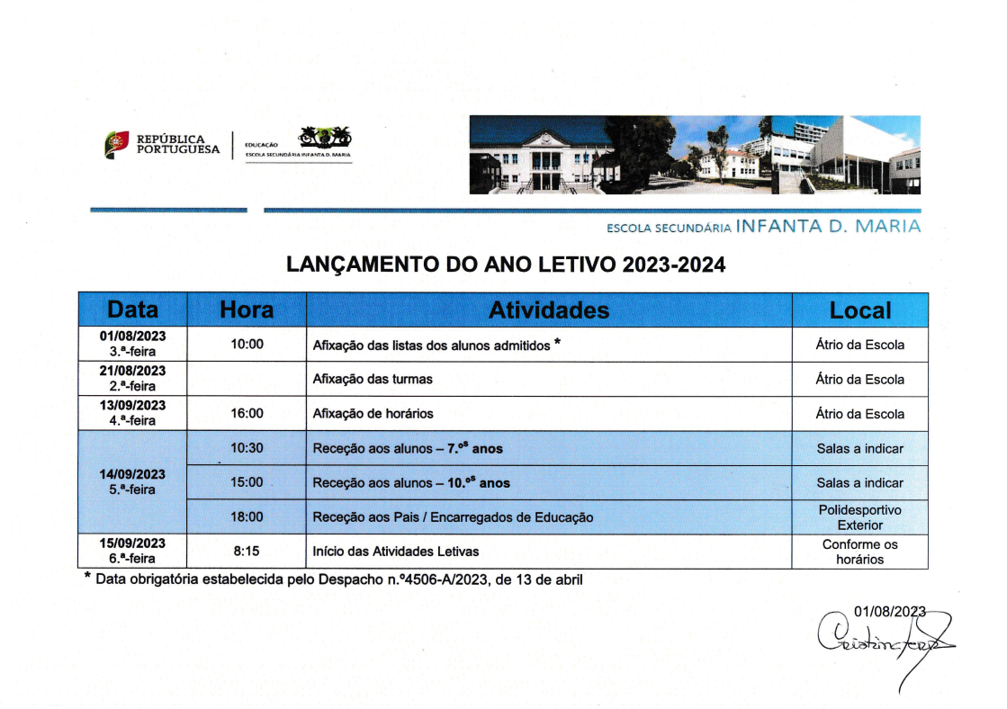 LANÇAMENTO DO ANO LETIVO 2023 2024 linha AFIXAÇÃO DAS TURMAS alterado